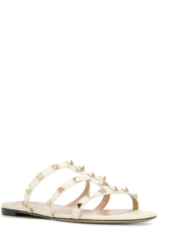 Valentino Garavani Witte Rockstud Leren Sandalen White Dames