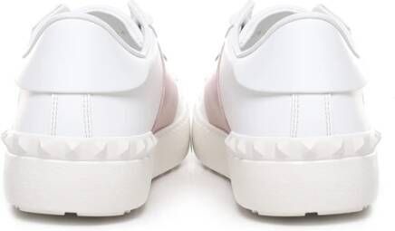 Valentino Garavani Witte Roze Leren Lage Sneakers White Dames