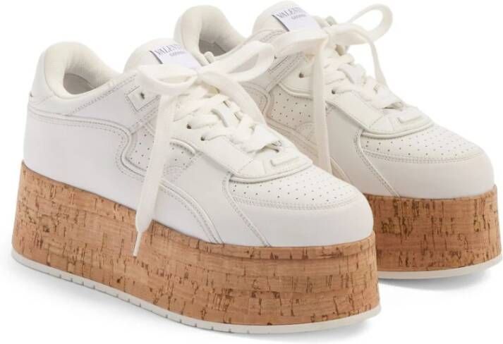 Valentino Garavani Witte Sneakers met Kurken Plateauzool White Dames