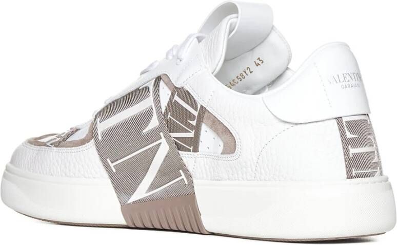 Valentino Garavani Witte Sneakers van Korrelig Leer met Vltn Logo White Heren