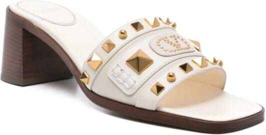 Valentino Garavani Witte vierkante teenhakmuiltjes Beige Dames