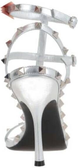 Valentino Garavani Zilveren Studded Hoge Hak Sandalen Gray Dames