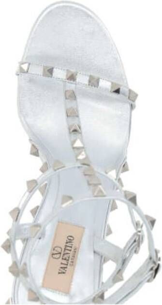 Valentino Garavani Zilveren Studded Hoge Hak Sandalen Gray Dames