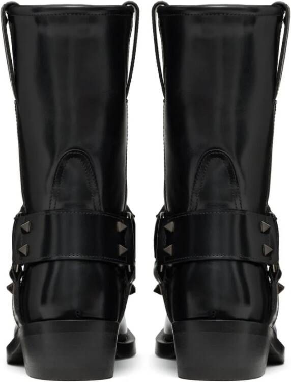 Valentino Garavani Zwarte Bikerlaarzen met Studs Black Dames