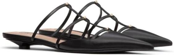 Valentino Garavani Zwarte Caged Rockstud Platte Schoenen Black Dames