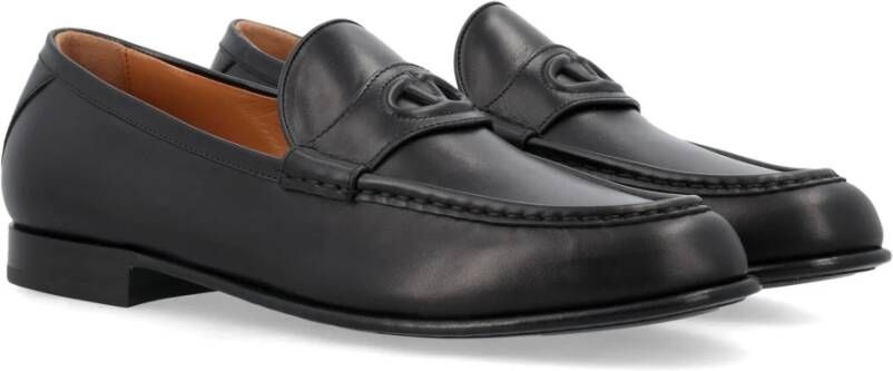 Valentino Garavani Zwarte Gesloten Loafer VLogo Detail Black Heren