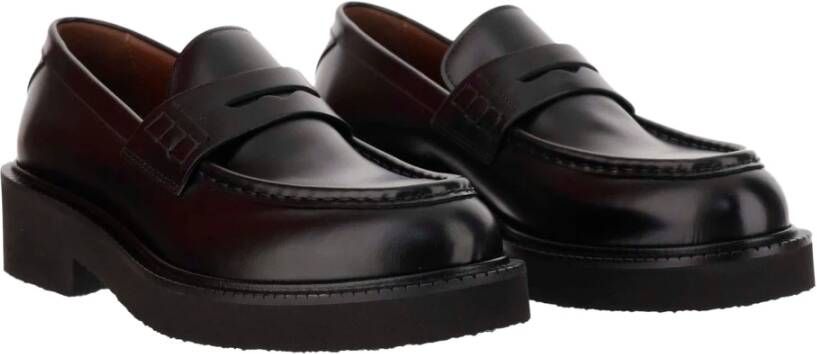 Valentino Garavani Zwarte Kalfsleren Mocassin Rubberen Zool Black Heren