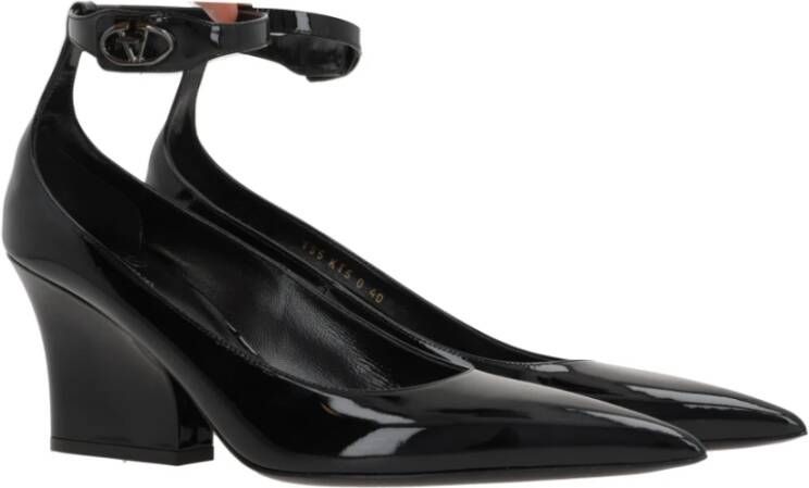 Valentino Garavani Zwarte Lakleren Hakken met VLogo Band Black Dames