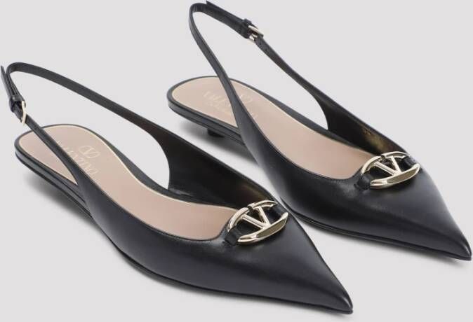 Valentino Garavani Zwarte Leren Ballerinas Elegante Stijl Black Dames