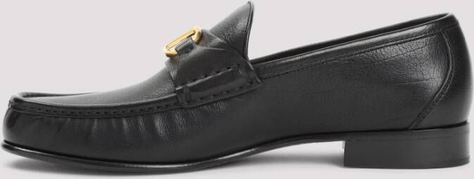 Valentino Garavani Zwarte leren Loafer schoenen Black Heren