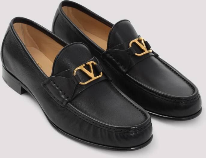 Valentino Garavani Zwarte leren Loafer schoenen Black Heren