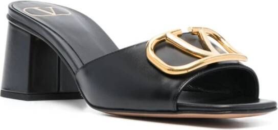 Valentino Garavani Zwarte Leren Logo Sandalen Black Dames