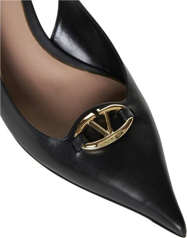 Valentino Garavani Zwarte Leren Moon Logo Slingback Pumps Black Dames