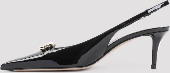 Valentino Garavani Zwarte Leren Pantoffels Elegante Stijl Black Dames