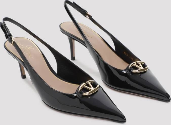 Valentino Garavani Zwarte Leren Pantoffels Elegante Stijl Black Dames