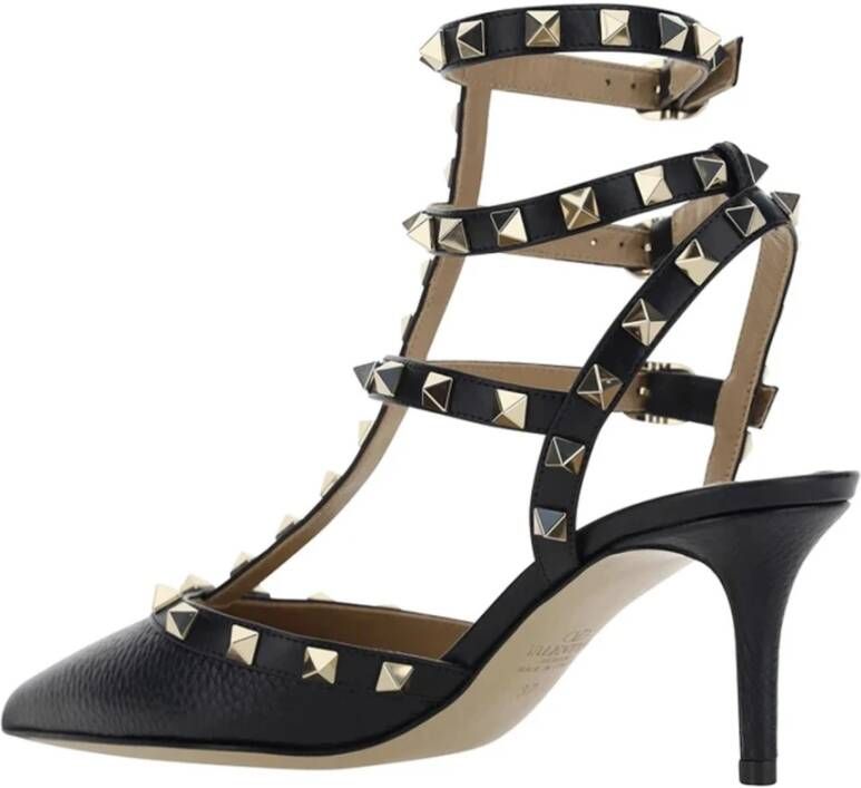 Valentino Garavani Zwarte Leren Pumps met Puntige Neus Black Dames