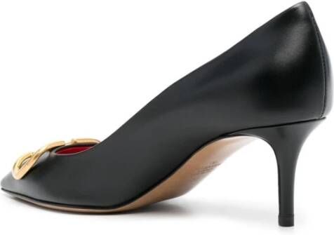 Valentino Garavani Zwarte Leren Puntige Hak Schoenen Black Dames