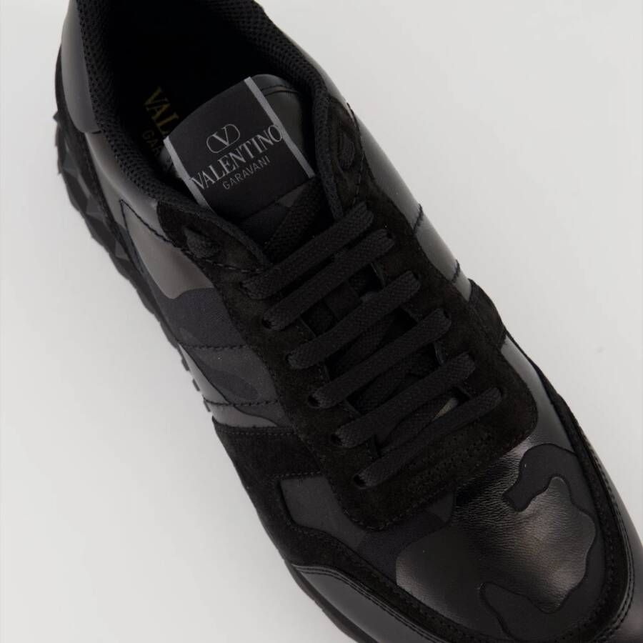 Valentino Garavani Zwarte leren Rockrunner sneakers Black Heren