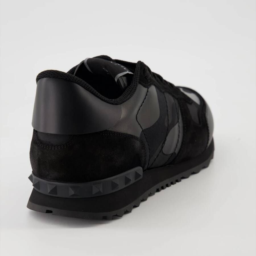 Valentino Garavani Zwarte leren Rockrunner sneakers Black Heren