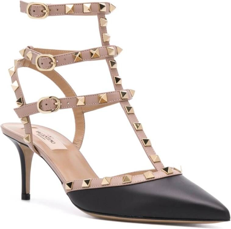 Valentino Garavani Zwarte Leren Rockstud Pumps Black Dames