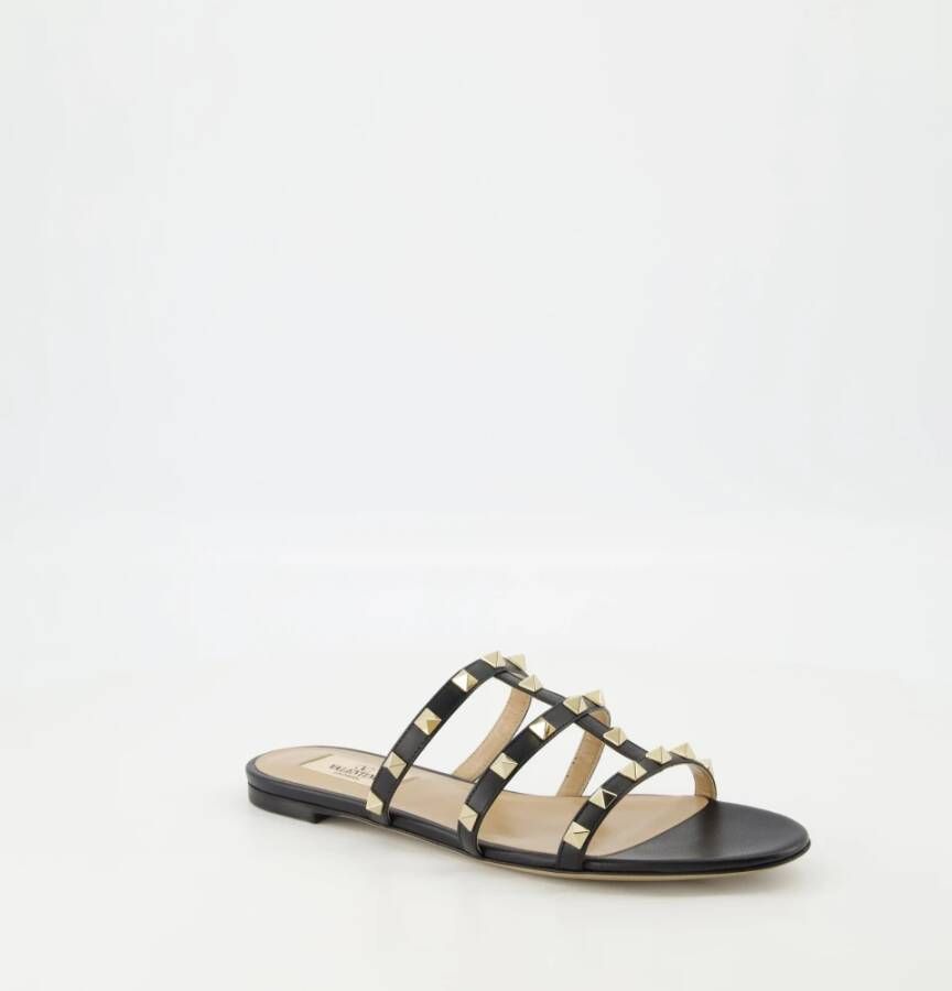 Valentino Garavani Zwarte leren Rockstud sandalen Black Dames