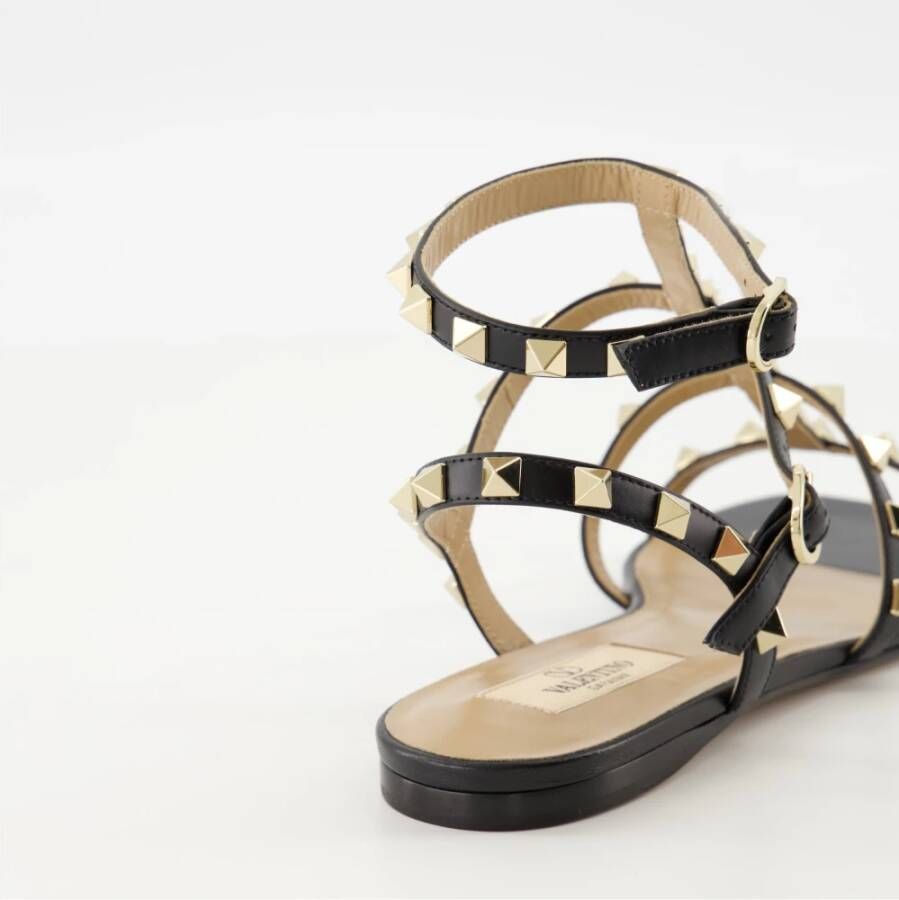 Valentino Garavani Zwarte leren Rockstud sandalen Black Dames