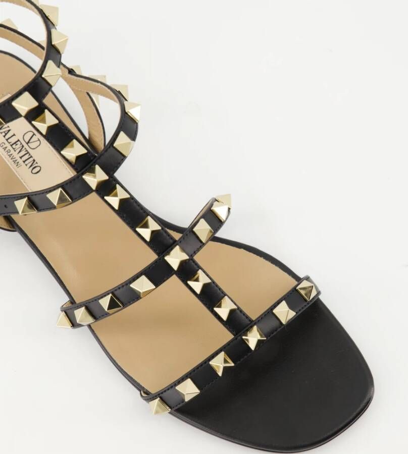 Valentino Garavani Zwarte leren Rockstud sandalen Black Dames