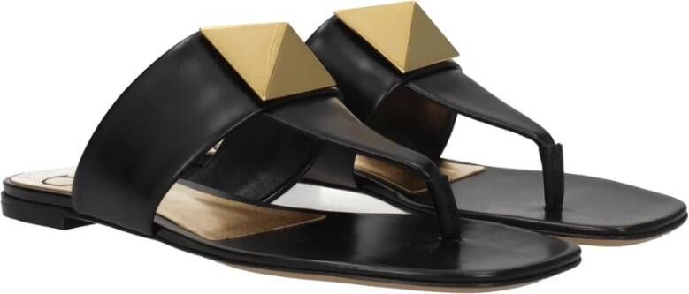 Valentino Garavani Zwarte Leren Sandalen Ss22 Black Dames