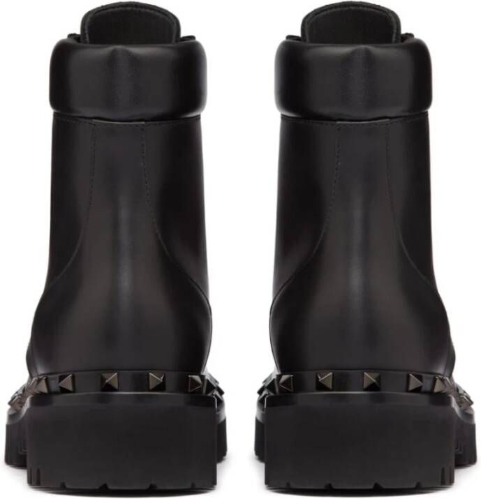 Valentino Garavani Zwarte leren studs laarzen Black Dames