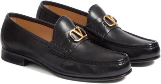 Valentino Garavani Zwarte leren VLogo platte schoenen Black Heren