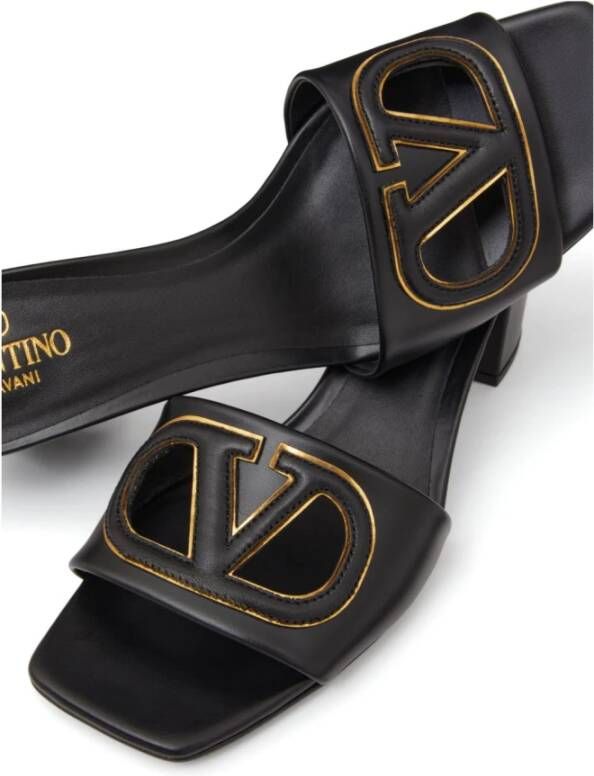 Valentino Garavani Zwarte leren VLogo sandalen Black Dames