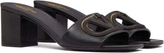 Valentino Garavani Zwarte leren VLogo sandalen Black Dames