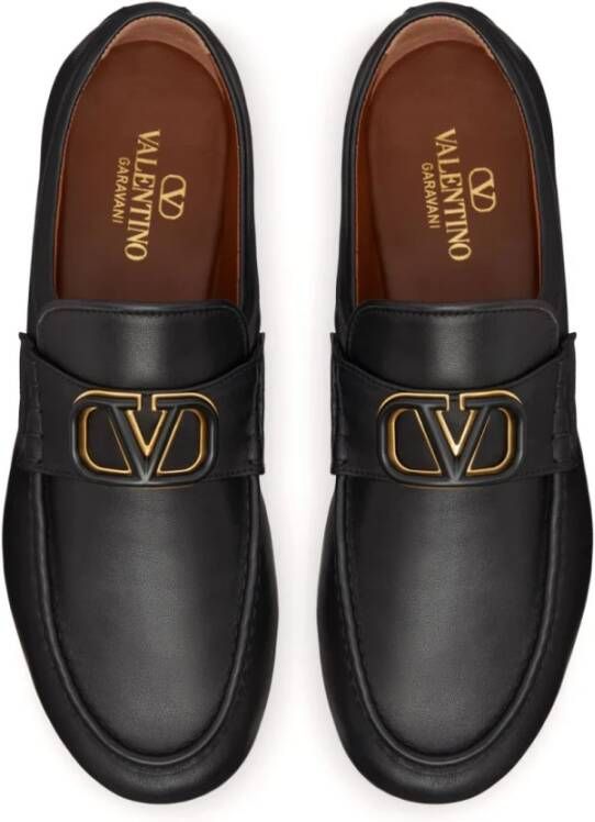 Valentino Garavani Zwarte Loafer Signature VLogo Nappa Leer Black Heren