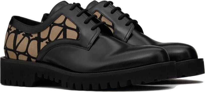 Valentino Garavani Zwarte platte schoenen Derby Iconographe Black Heren