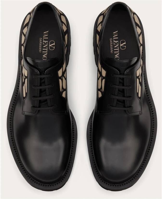 Valentino Garavani Zwarte platte schoenen Derby Iconographe Black Heren