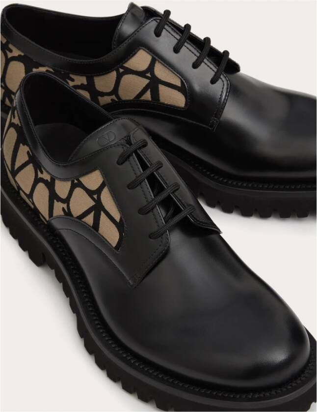 Valentino Garavani Zwarte platte schoenen Derby Iconographe Black Heren