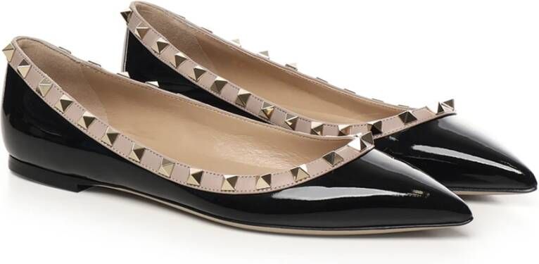 Valentino Garavani Zwarte platte schoenen met Rockstud-detail Black Dames