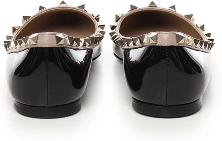 Valentino Garavani Zwarte platte schoenen met Rockstud-detail Black Dames