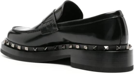 Valentino Garavani Zwarte platte schoenen met Rockstud-details Black Heren