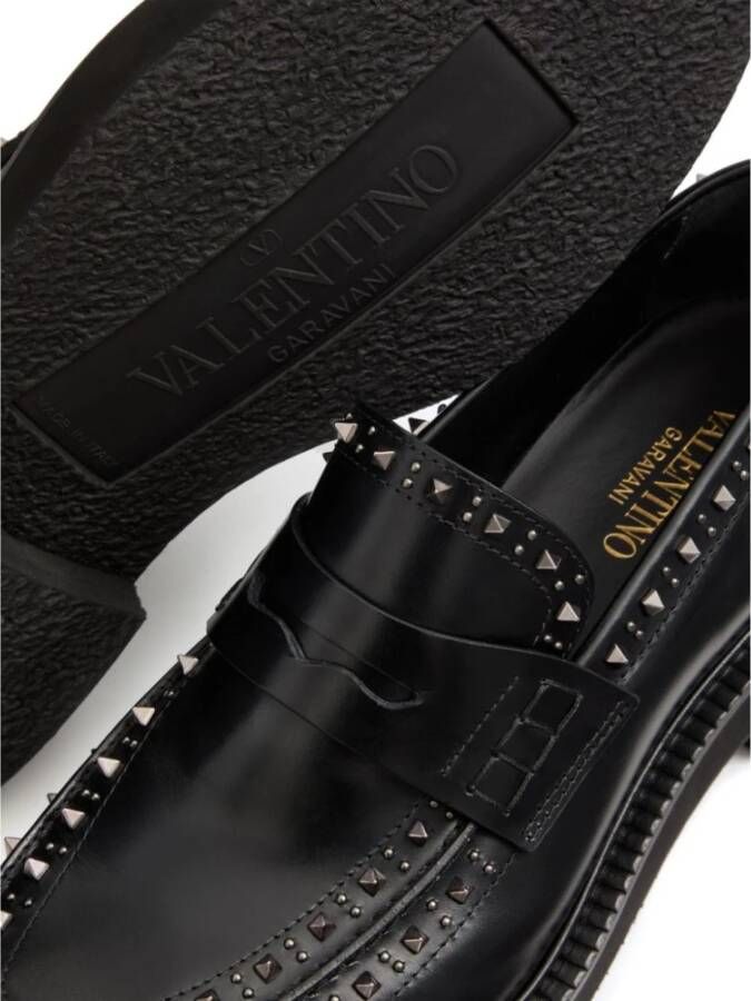 Valentino Garavani Zwarte platte schoenen met Rockstud-versiering Black Heren