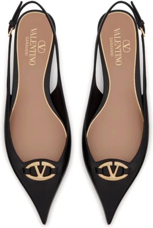 Valentino Garavani Zwarte platte schoenen met Vlogo-handtekening Black Dames