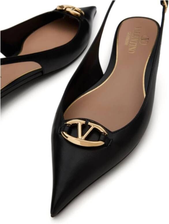 Valentino Garavani Zwarte platte schoenen met Vlogo-handtekening Black Dames