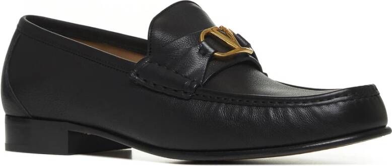 Valentino Garavani Zwarte platte schoenen VLogo Signature loafers Black Heren