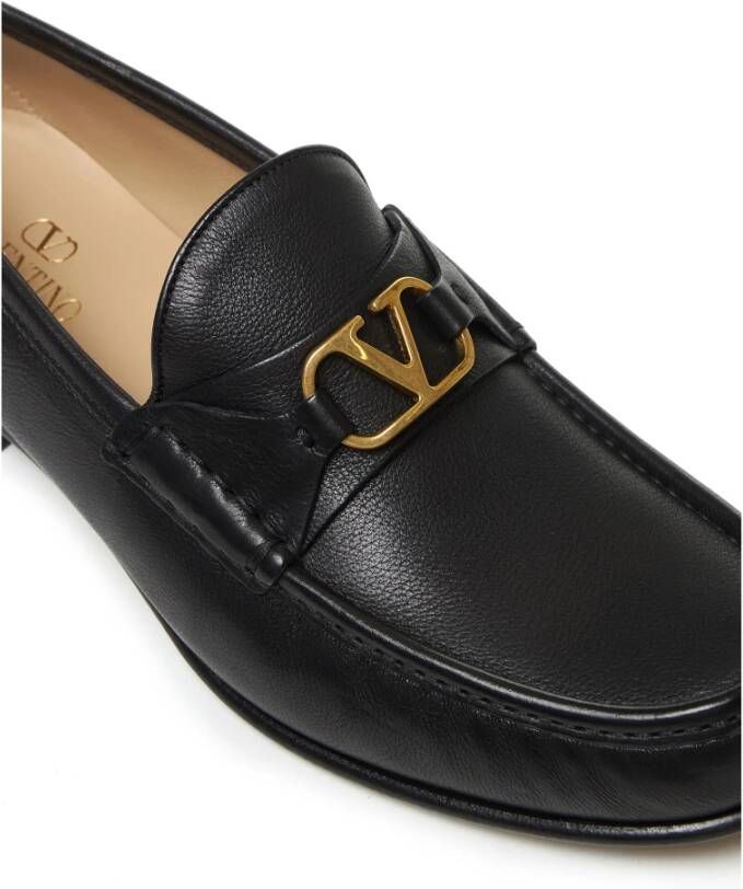 Valentino Garavani Zwarte platte schoenen VLogo Signature loafers Black Heren