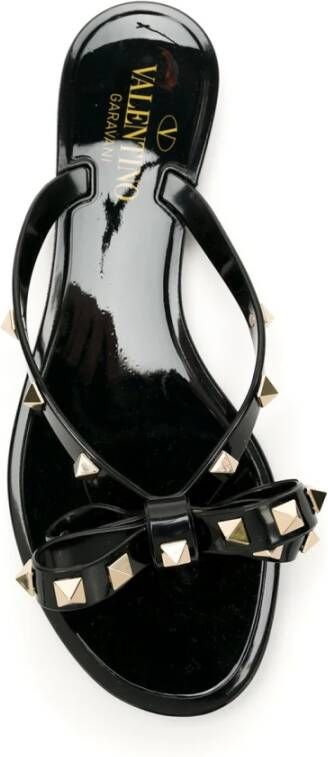 Valentino Garavani Zwarte Rockstud Boog Sandalen Black Dames