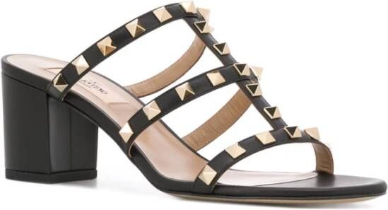 Valentino Garavani Zwarte Rockstud Kooi Sandalen Black Dames