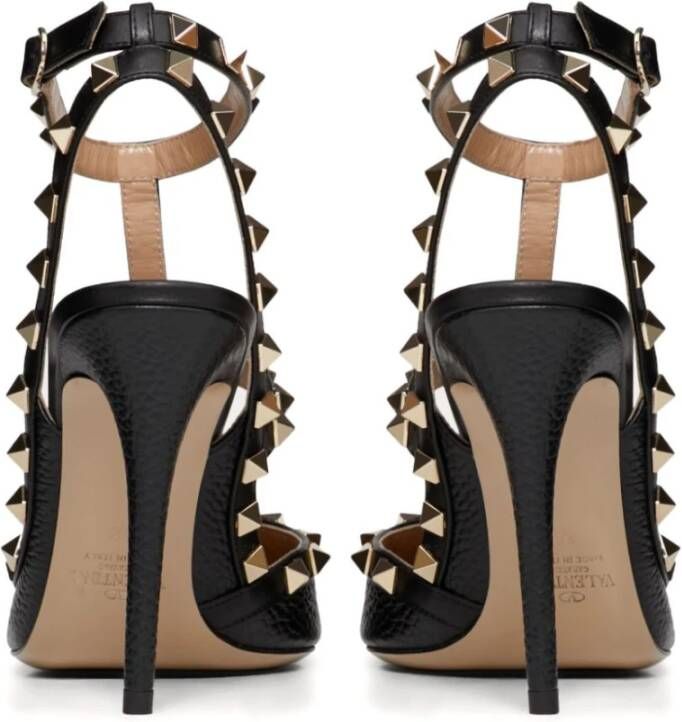 Valentino Garavani Zwarte Rockstud Pumps met Gouden Accenten Black Dames