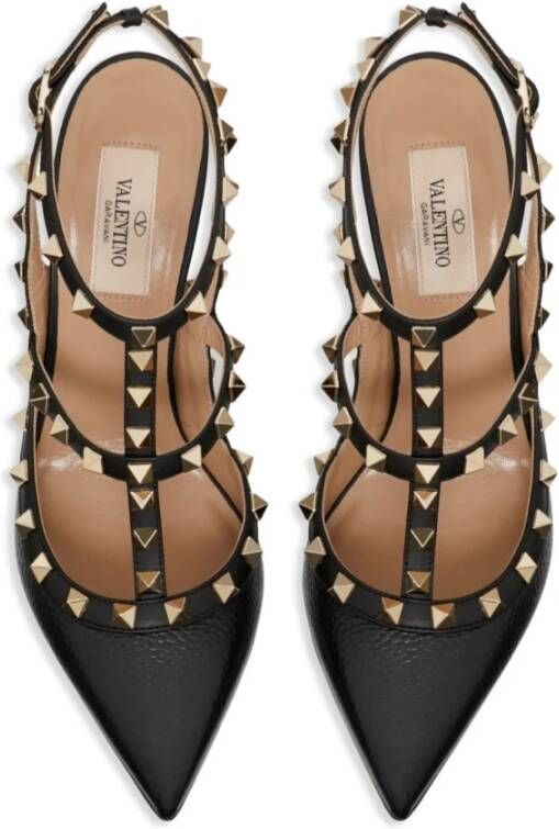 Valentino Garavani Zwarte Rockstud Pumps met Gouden Accenten Black Dames