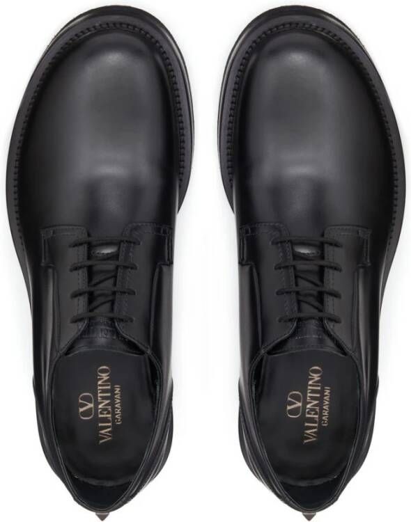 Valentino Garavani Zwarte Romeinse Stud Leren Derby Schoenen Black Heren