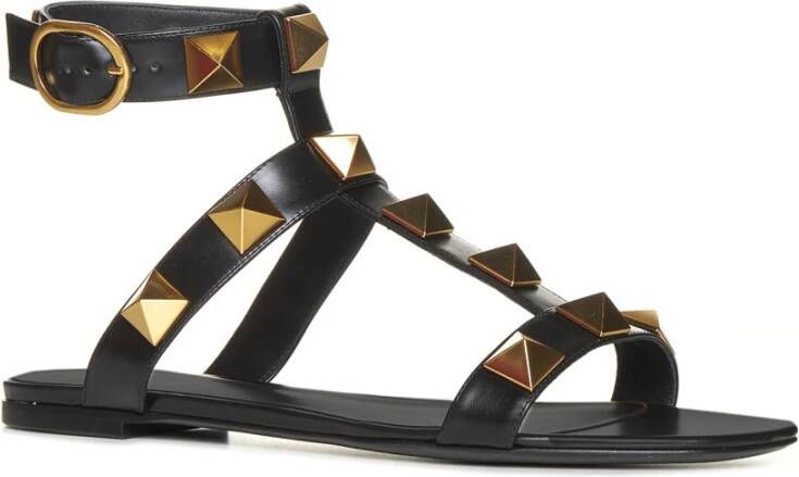 Valentino Garavani Zwarte Romeinse Stud Sandalen Black Dames